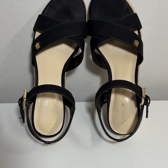 Tommy Hilfiger Black and Tan Wedge Sandals - Picture 5 of 8
